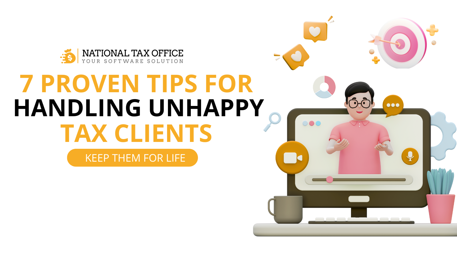 7 Proven Tips for Handling Unhappy Tax Clients image with computer