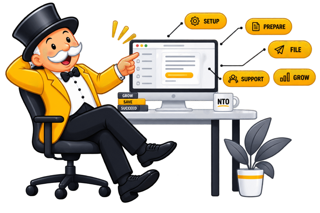 Cheerful Business Growth Mascot Dashboard